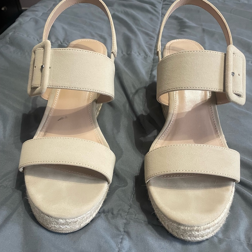 MIA Cream Espadrille Shoes with Wedge Heel and Adjustable Straps